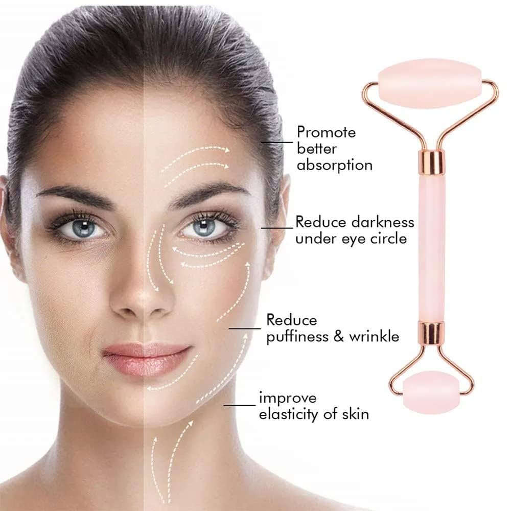 Jade Face Massage Roller + Gua Sha Set - 1pc