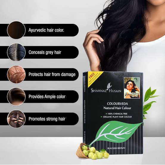 Shahnaz Husain Colourveda Blackish Brown Henna Hair Color - 100g