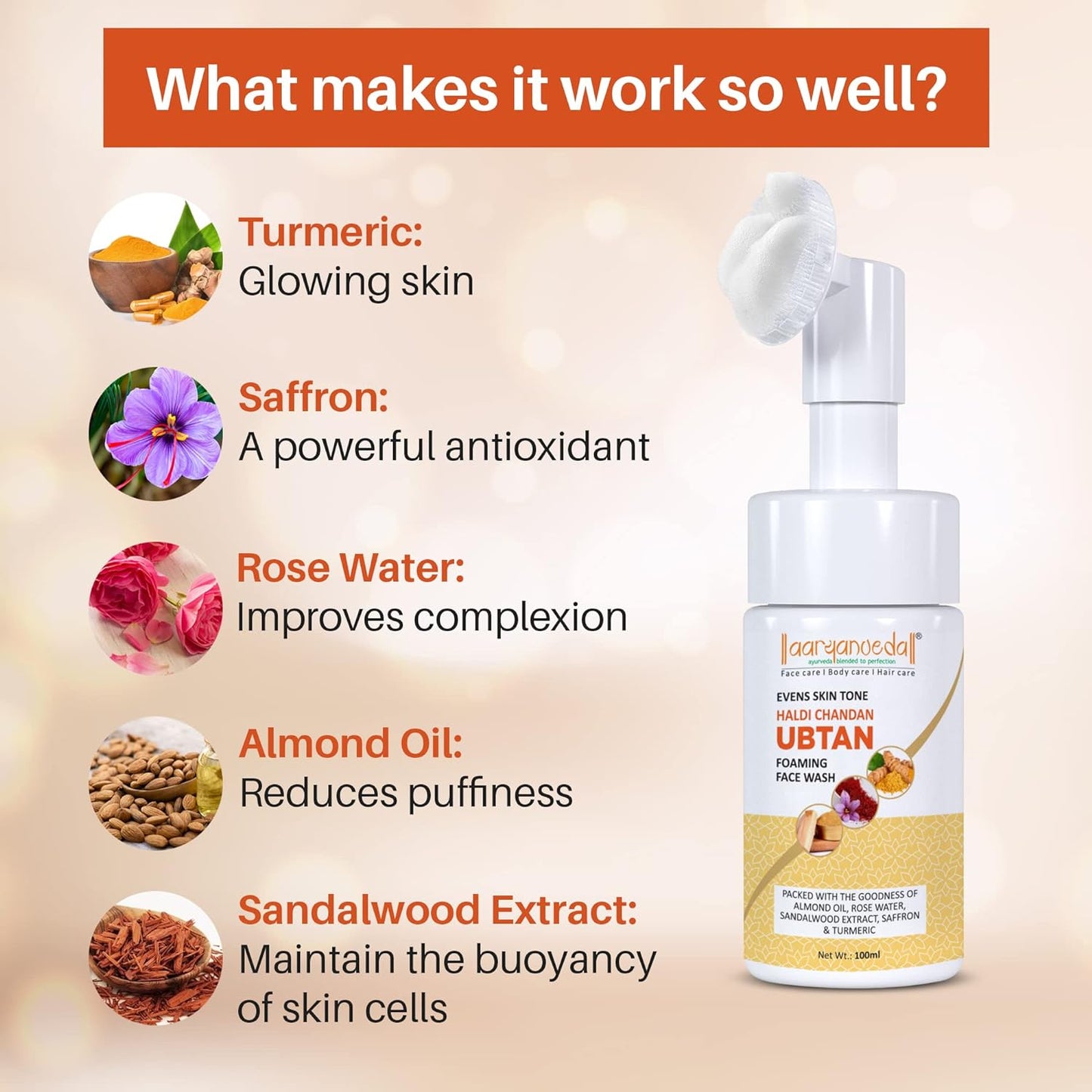 Aryanveda Haldi Chandan Ubtan Face Wash - 100ml