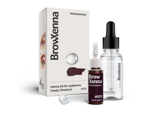 Brow Henna Powder with Hyaluronic Mixing Base Included – BrowXenna® 105 Frosty Chestnut Brown