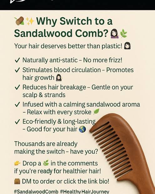 Natural Gold Small Sandalwood Comb - Anti Hair Loss Comb