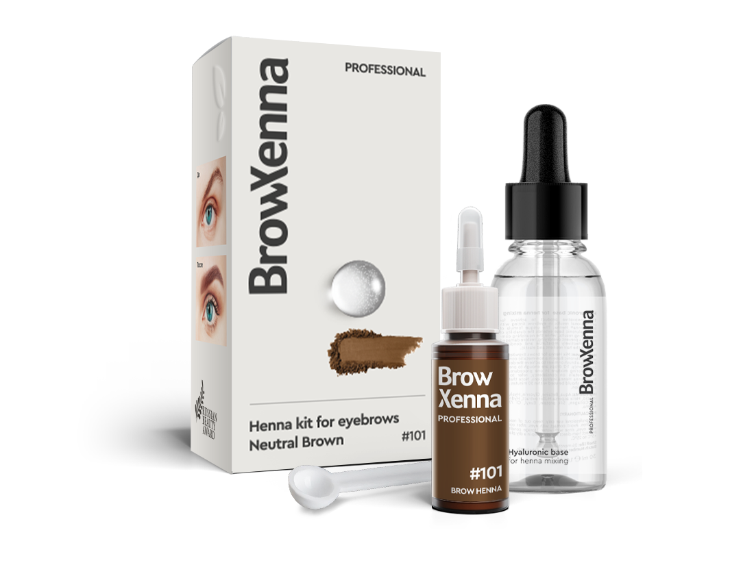 Brow Henna Powder with Hyaluronic Mixing Base Included – BrowXenna® 101 Neutral Brown