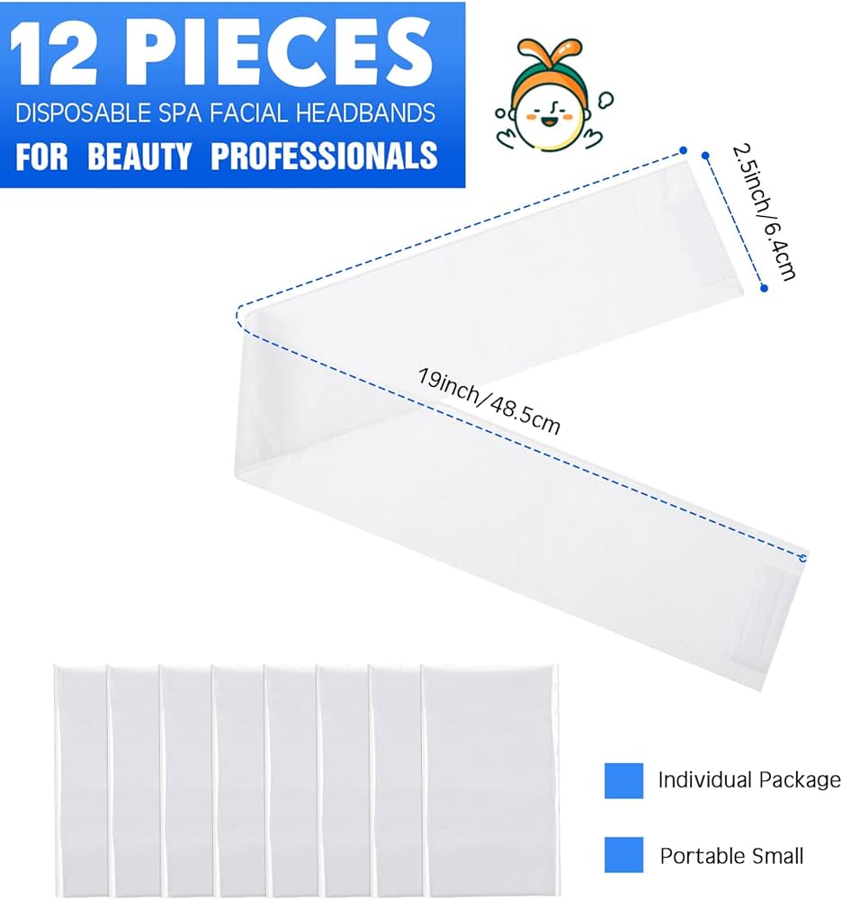 White Disposable Headbands - 12pcs