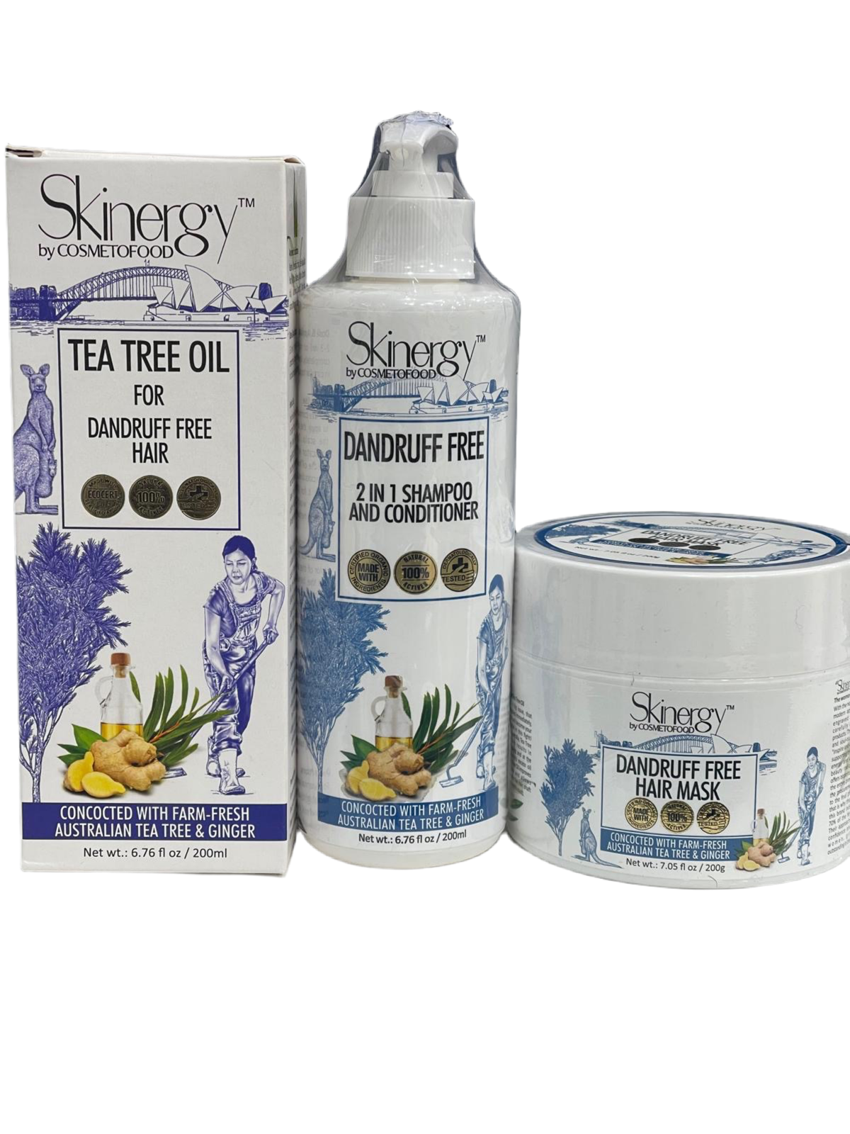 Skin Energy Tea Tree Dandruff Hair Oil , Hair Mask and Shampoo plus Conditioner Set. 200mls eac