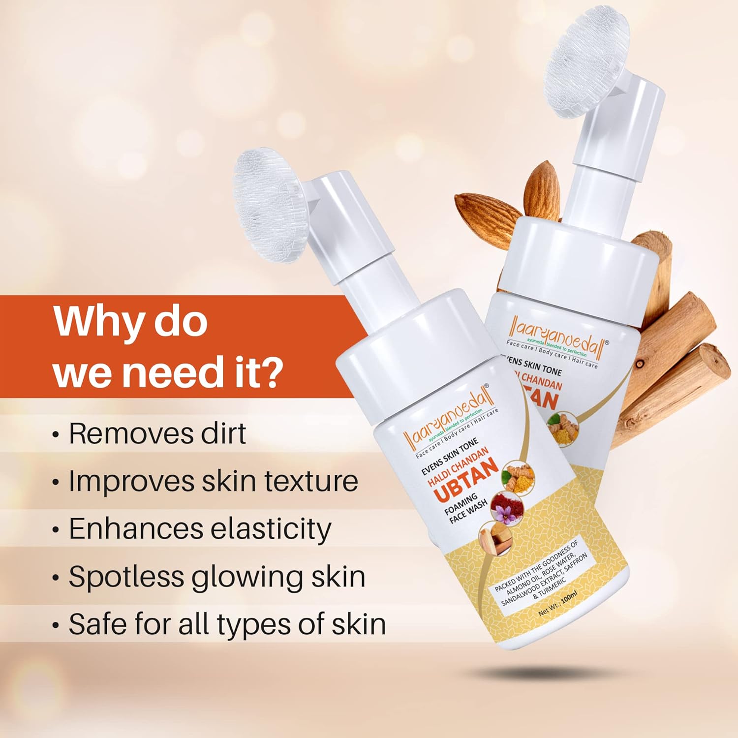 Aryanveda Haldi Chandan Ubtan Face Wash - 100ml