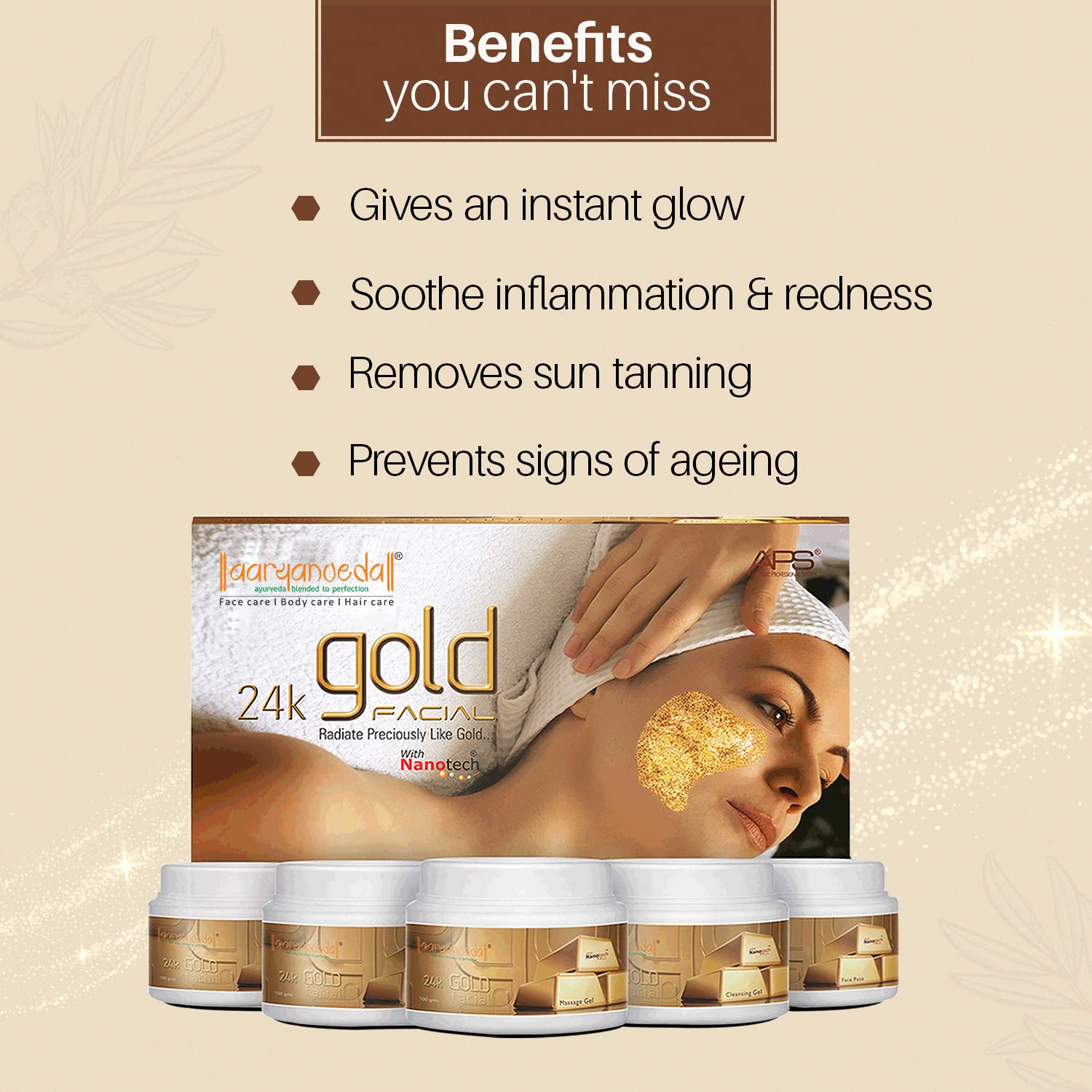 Aryanveda 24 Carat Gold Facial Kit - 510g