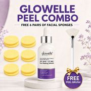 Glowelle 30% AHA + 2% BHA Face Peel Combo with 12 FREE Facial Sponges and Peel Brush