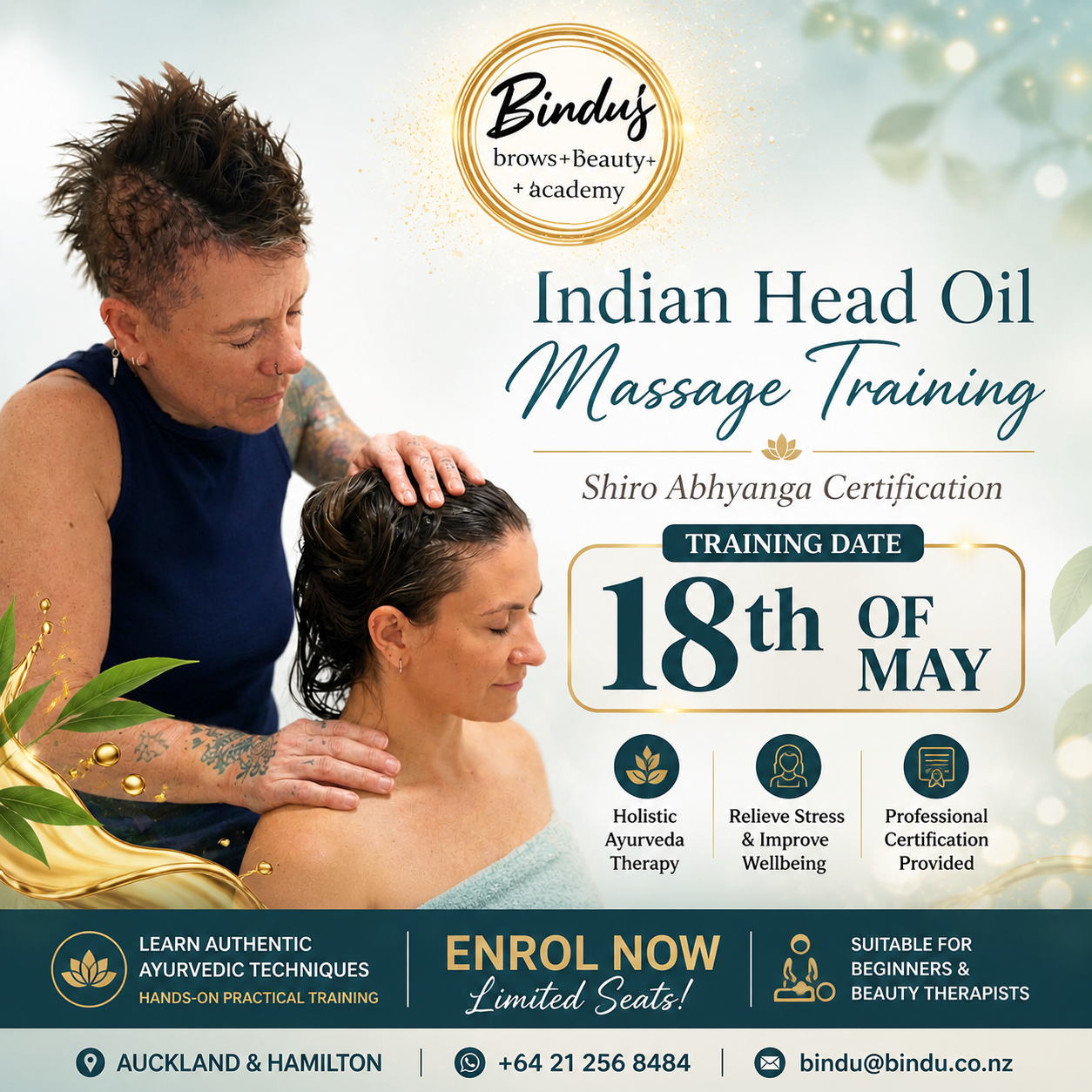 🌿 Indian Head Oil Massage Training (Shiro Abhyanga Certification Course)