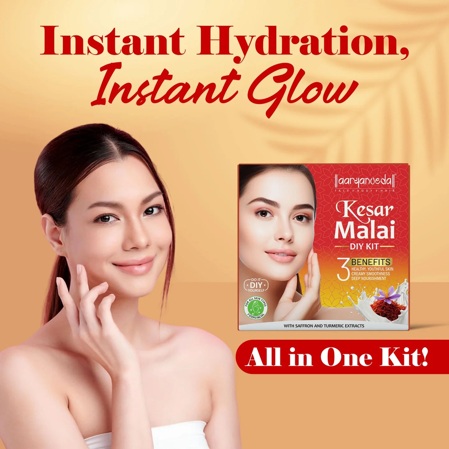 ARYANVEDA Kesar Malai Facial Kit for Glowing Skin 45 ml ( Pack of 3 )