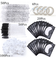 264Pcs Eyelash Extension Tools Set Micro Eyelash Brushes Adhensive Tape Glue Ring Holder Undereye Pads Mascara Wand Applicators
