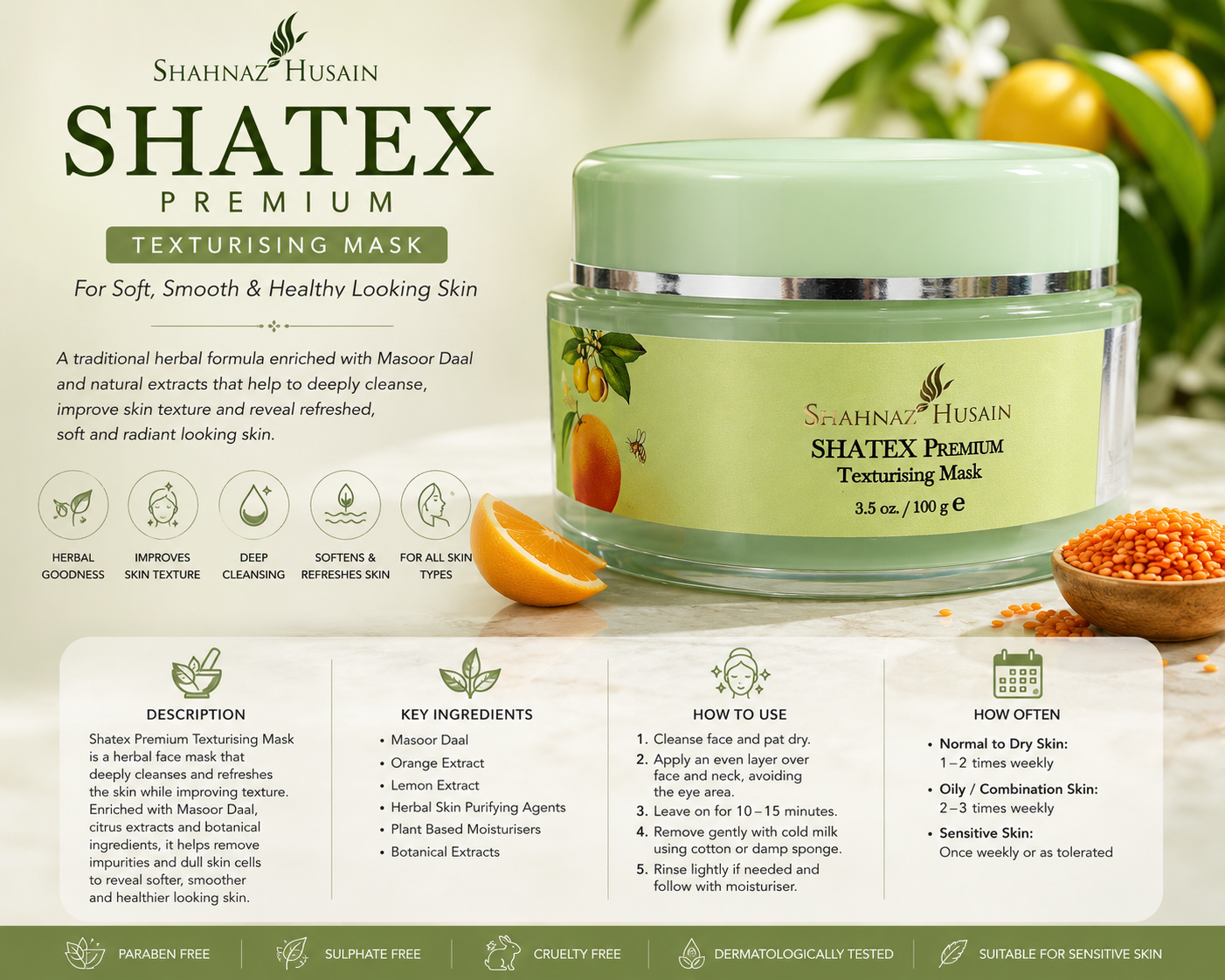 Shahnaz Husain￼ Shatex Premium Texturising Face Mask, 100gms