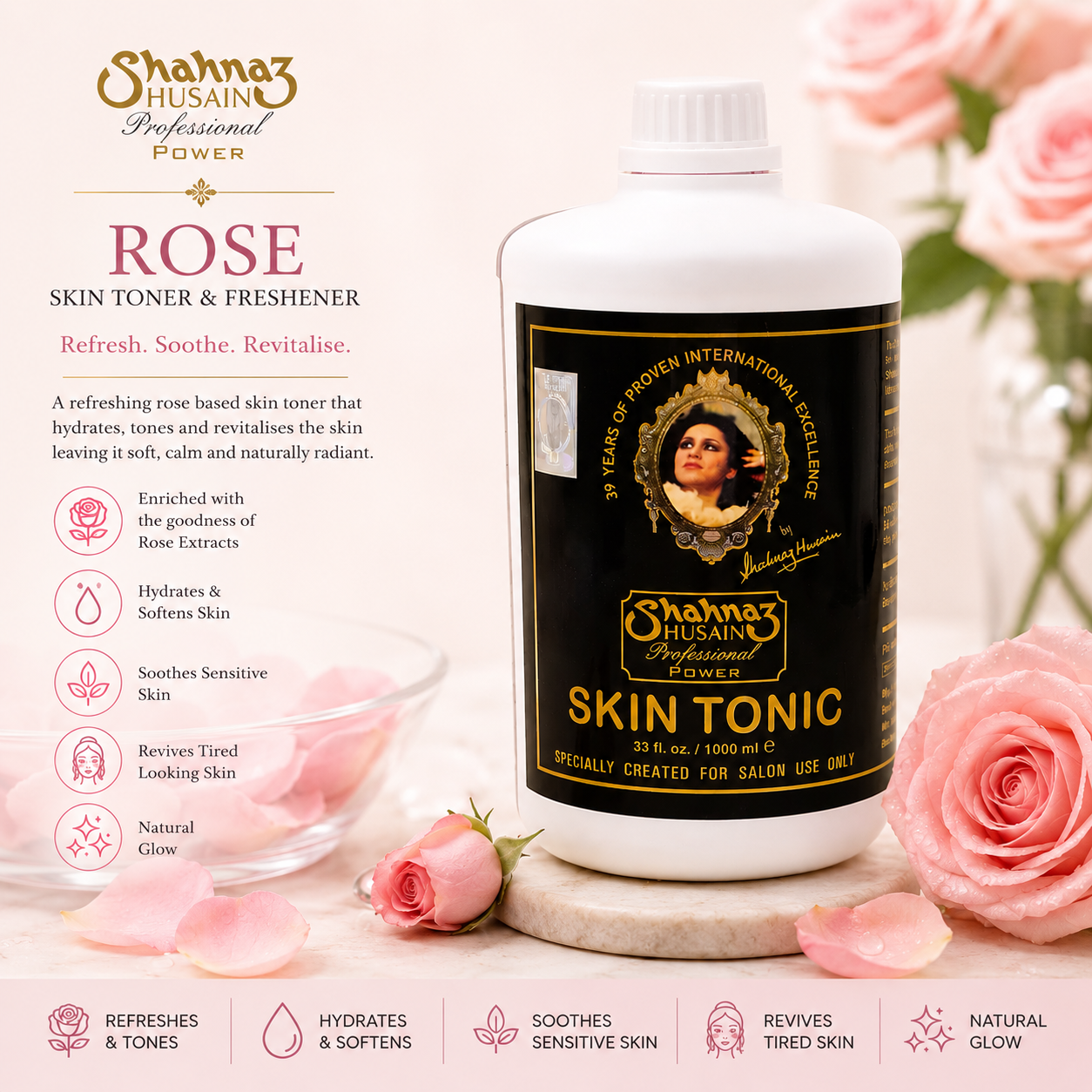Shahnaz Husain Professional Power Rose Skin Toner - 1L