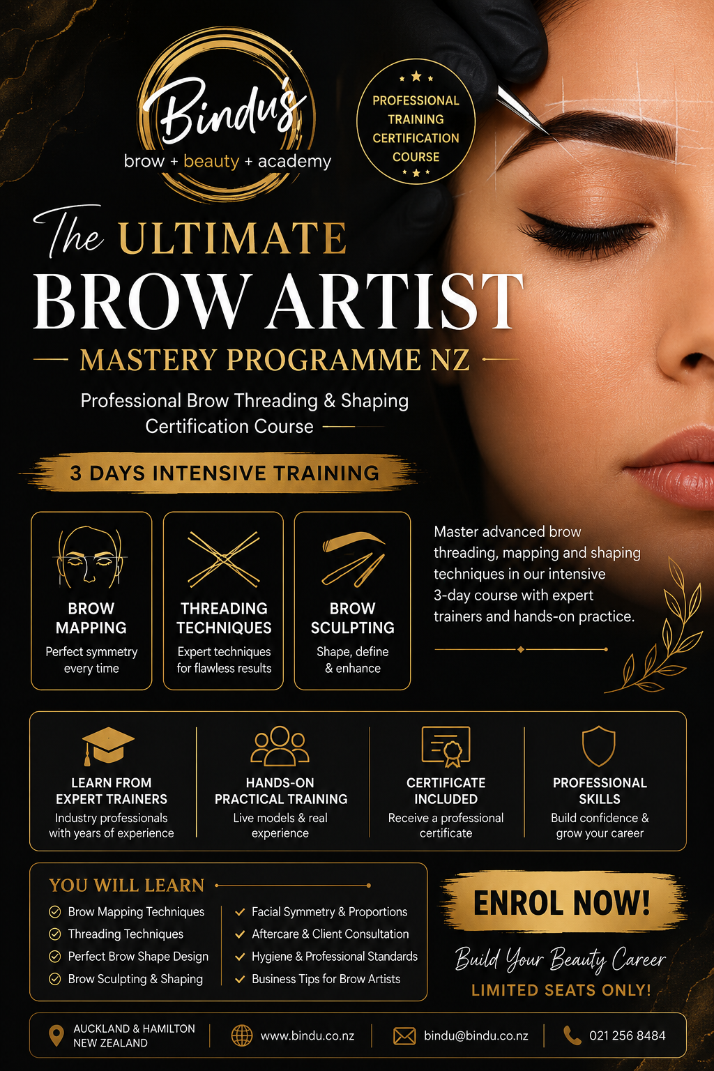 🌸 Professional Brow Sculpting & Threading Masterclass 3 Days