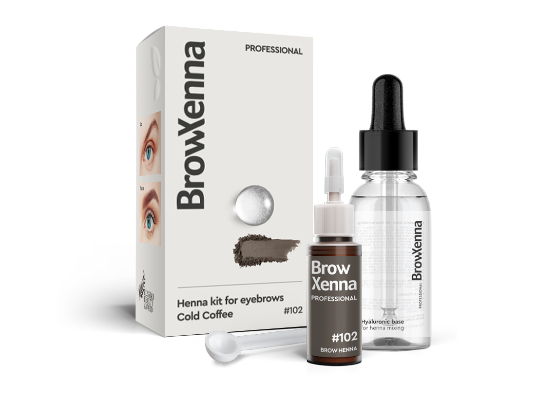 Brow Henna Powder with Hyaluronic Mixing Base Included – BrowXenna® 102 - Cold Coffee Brown