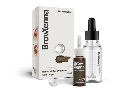 Brow Henna Powder with Hyaluronic Mixing Base Included – BrowXenna® 103 Rich Taupe Brown