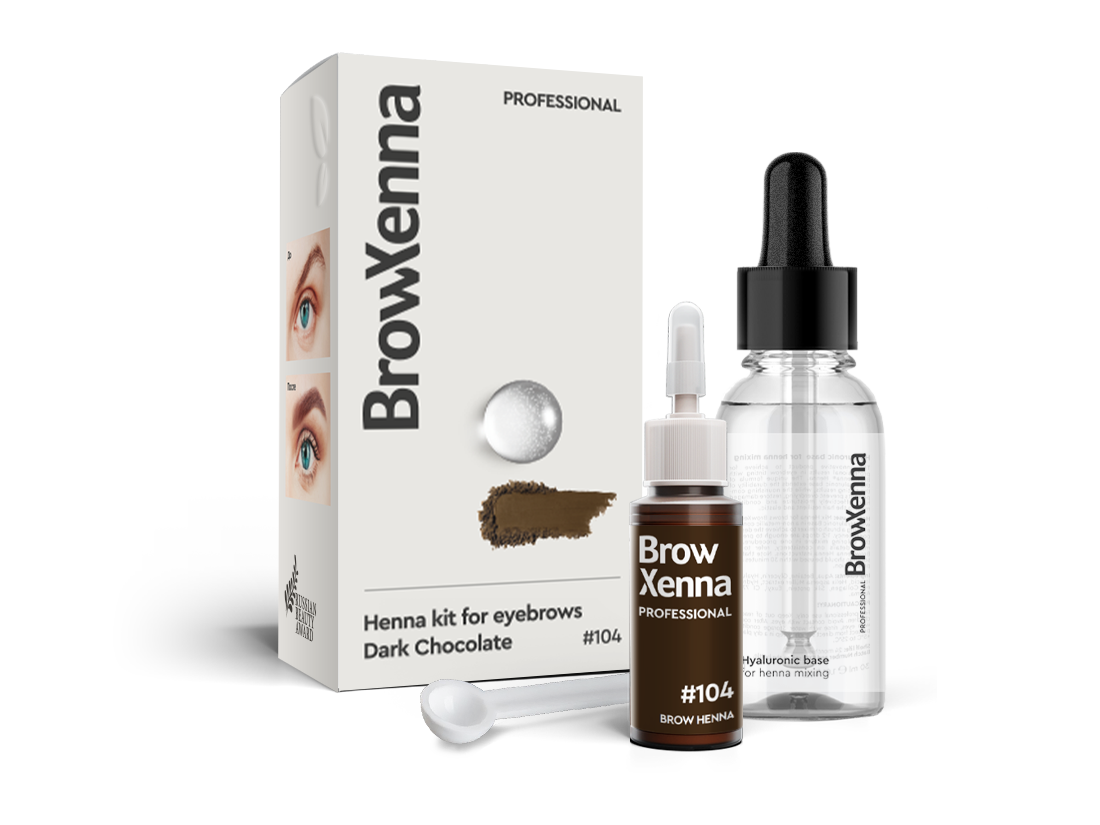 Brow Henna Powder with Hyaluronic Mixing Base Included – BrowXenna® 104 Dark Chocolate Brown