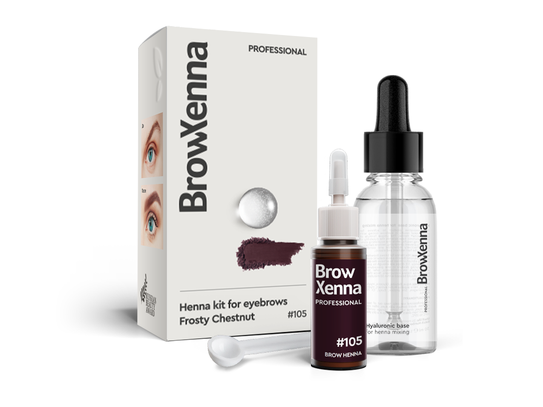 Brow Henna Powder with Hyaluronic Mixing Base Included – BrowXenna® 105 Frosty Chestnut Brown