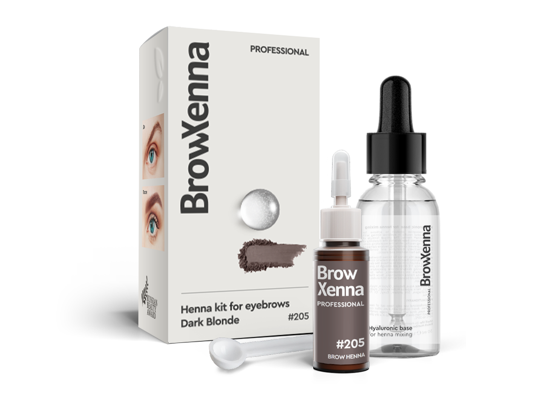 Brow Henna Powder with Hyaluronic Mixing Base Included – BrowXenna® 205 Dark Blonde