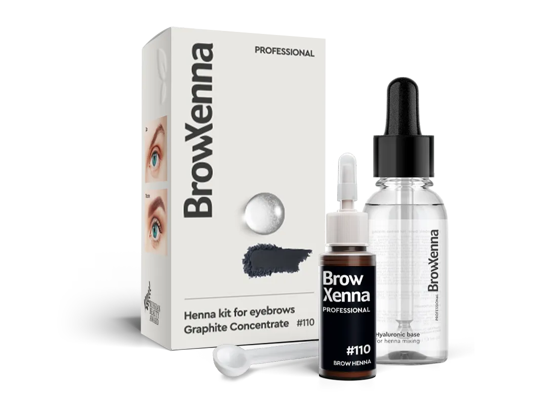 BROW HENNA KIT WITH HYALURONIC MIXING BASE INCLUDED 110 Graphite