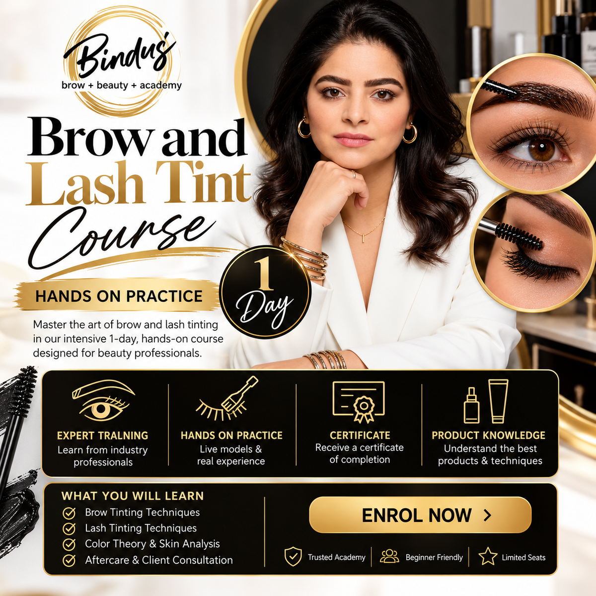 Brow and Lash Tint Course, 1 Day Hands On Training | Bindu’s Beauty & Academy NZ