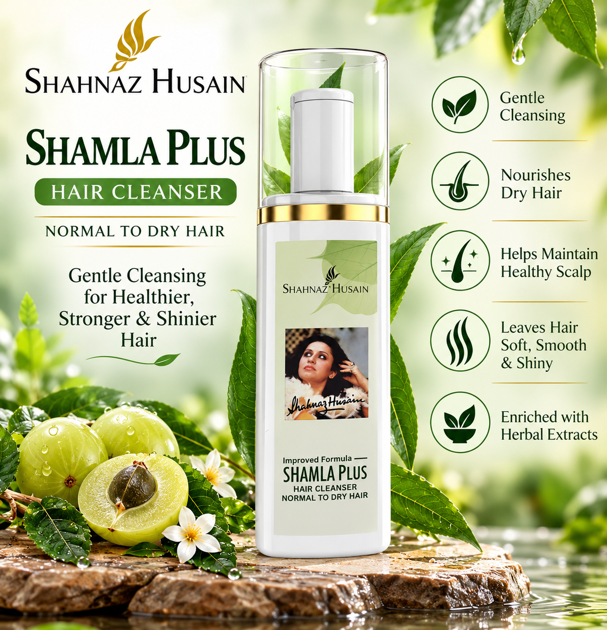 Shahnaz Husain Shamla Plus Shampoo 200ml | Dry Hair & Hair Fall Care