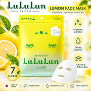 LuLuLun Setouchi Lemon Face Mask, 7 Sheets | Japanese Hydrating & Brightening Sheet Mask