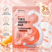 NiacinPLUS+ Tone & Brighten Up Sheet Mask | 3% Niacinamide + Vitamin C | 25ml