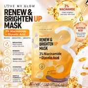 NiacinPLUS+ Renew & Brighten Up Sheet Mask | 3% Niacinamide + Glycolic Acid | 25ml