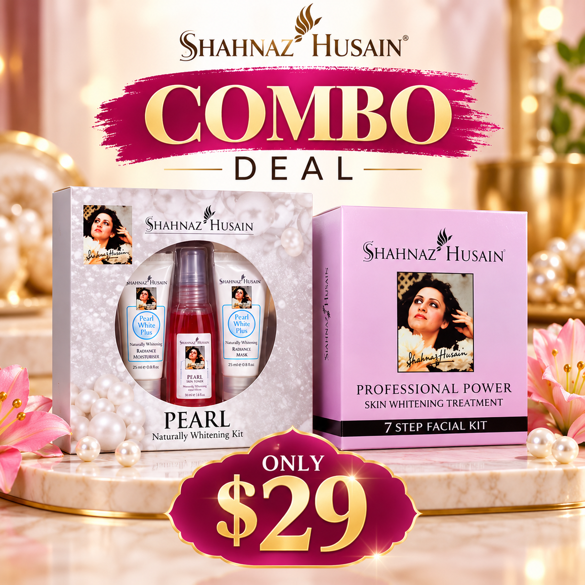 Shahnaz Husain Whitening Facial Kits Combo Deal | Pearl White Plus & Professional Power