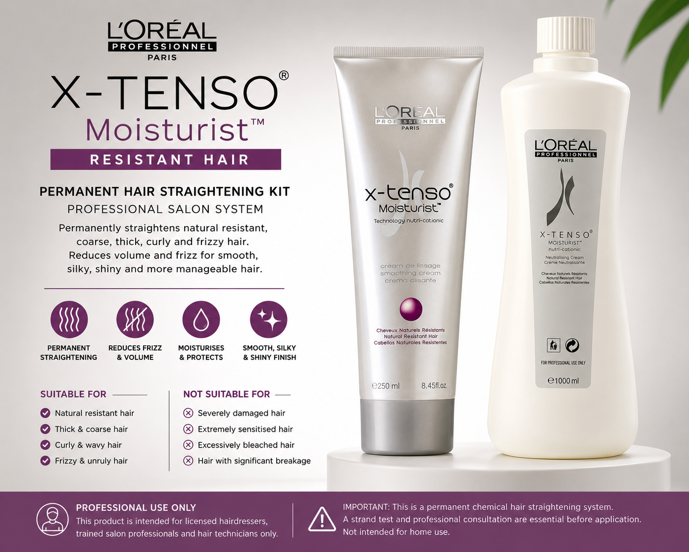 L’Oréal Professionnel X-Tenso Moisturist Resistant Hair Permanent Straightening Kit | Professional Use Only