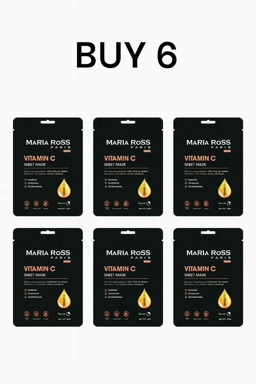 Maria Ross Vitamin C Sheet Mask, 6 Pack