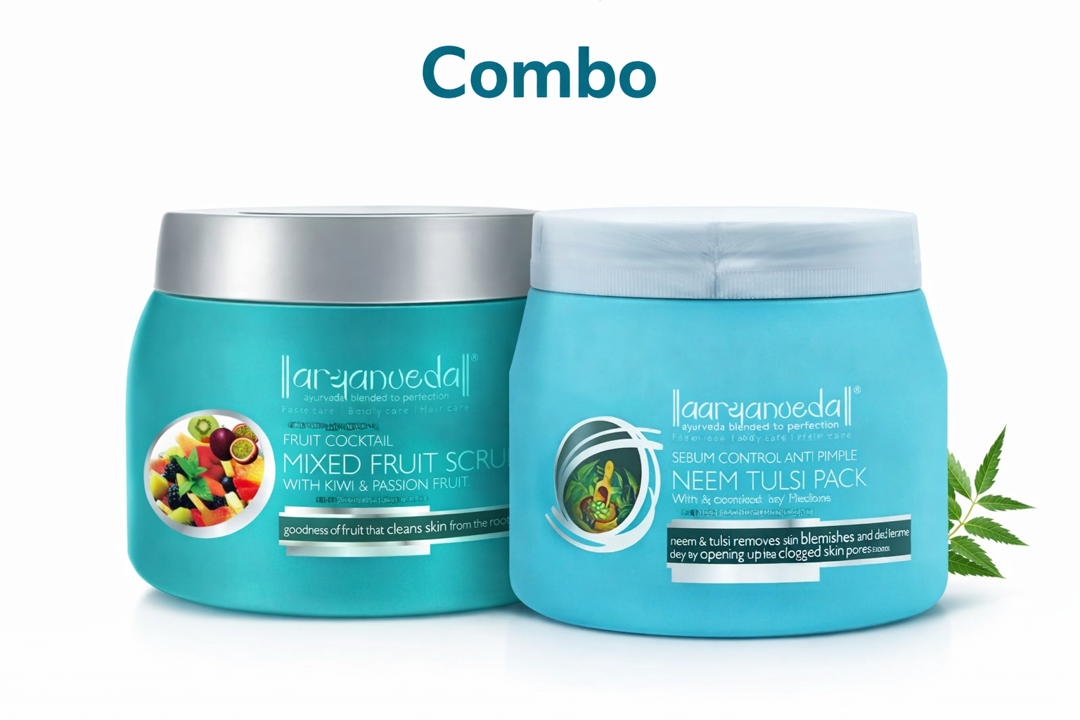 ARYANVEDA Fruit Scrub + Neem Tulsi Pack Combo | Ayurvedic Skin Care | 400 gms Each