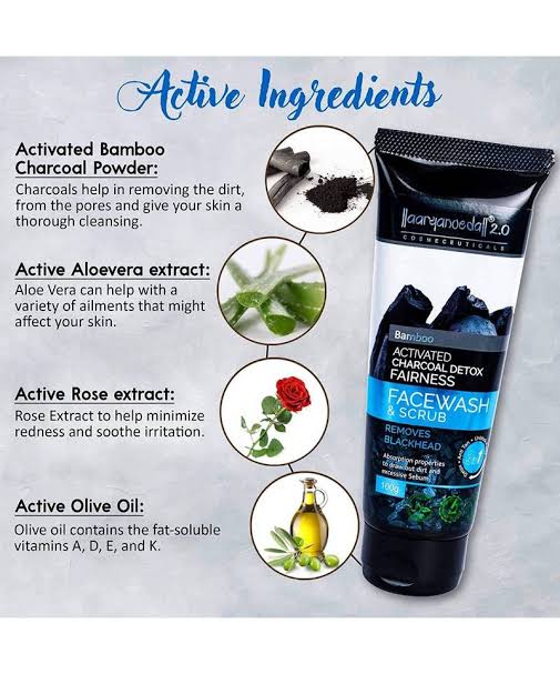 Aryanveda Charcoal Detox Fairness Face Wash and Scrub 100gms
