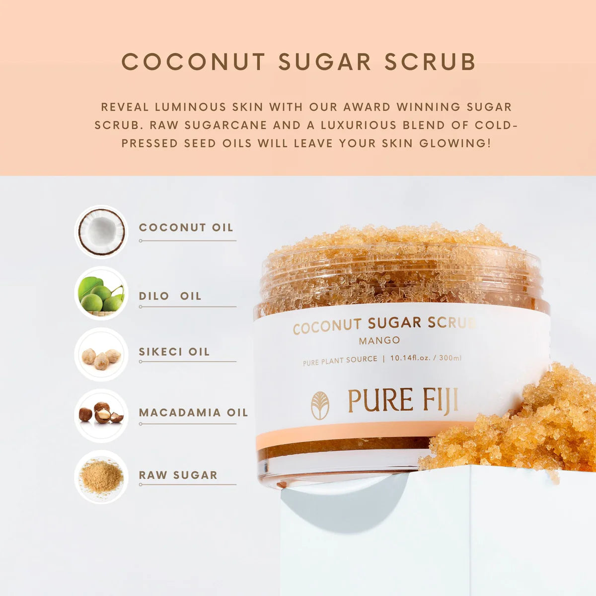 Pure Fiji Sugar Rub 300ml Mango