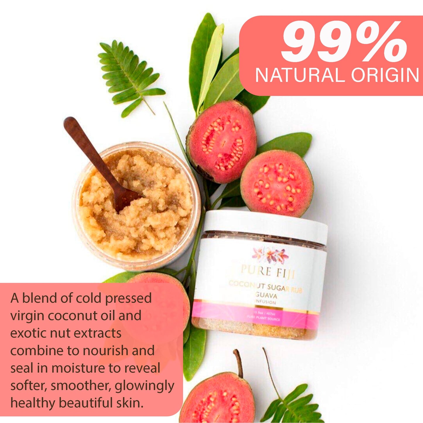 Pure Fiji Sugar Rub 300mls Guava