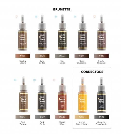 BrowXenna 12 Colour Set Henna - 12pcs x 10ml
