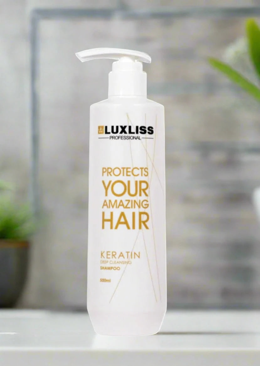 alt="LuxLiss Keratin Deep Cleasning Shampoo front"