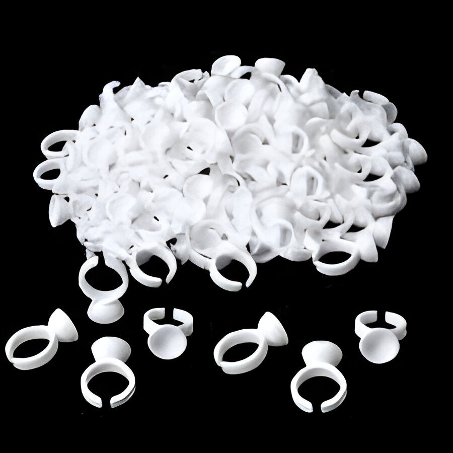 White Disposable Glue Rings - 100pcs